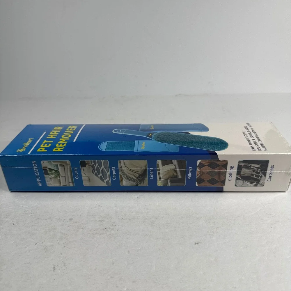 Brellavi Pet Hair Remover Reusable Double Sided Brush Self Cleaning Base Blue